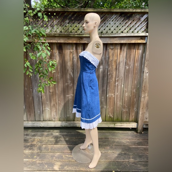 Vintage Handmade Strapless Denim Dress - Picture 6 of 12